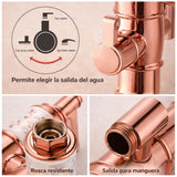 Grifería Ducha Expuesta Vintage Oro Rosa con Salida a Bañera y Ducha Teléfono