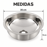 Medidas del lavamanos tubular: 35 cm de diámetro y 15 cm de profundidad