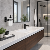 Dispensador De Jabón Mural Con Base Rectangular Negra