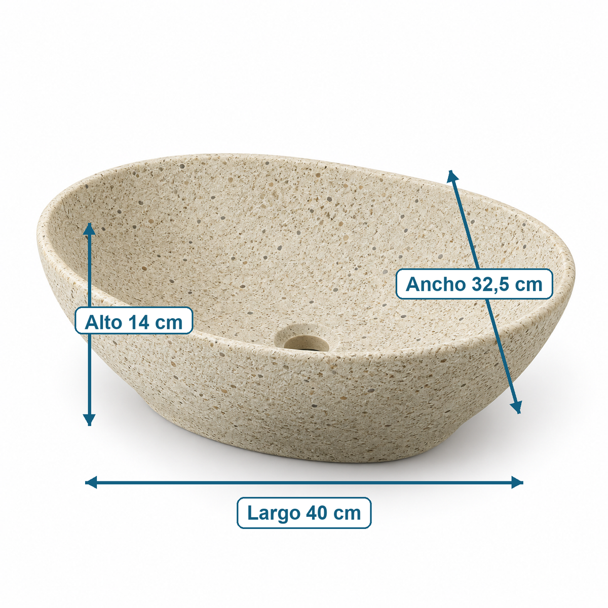 Lavamanos Sobreponer Grecia 40 X 32,5 X 14 Cm medidas