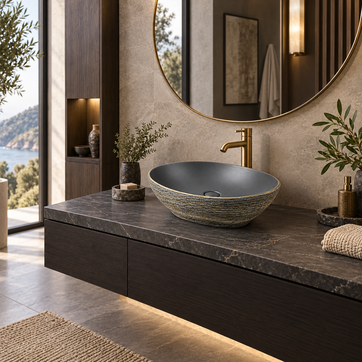 Lavamanos Sobreponer Duque 40 X 32,5 X 14 Cm en ambiente de baño