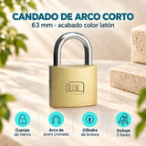 Características de candado de hierro arco corto color latón 63 mm