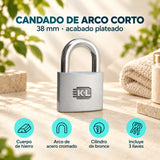 Características de candado de hierro arco corto plateado 38 mm