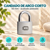 Características de candado de hierro arco corto plateado 50 mm