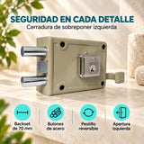 Características de cerradura de sobreponer doble pasador izquierda 70 mm
