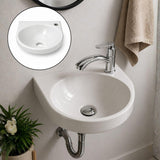 Kit Lavamanos Colgar Blanco 29x29 cm + Llave Cromada Palanca + Desagüe Push Sifón Flexible Completo Baño