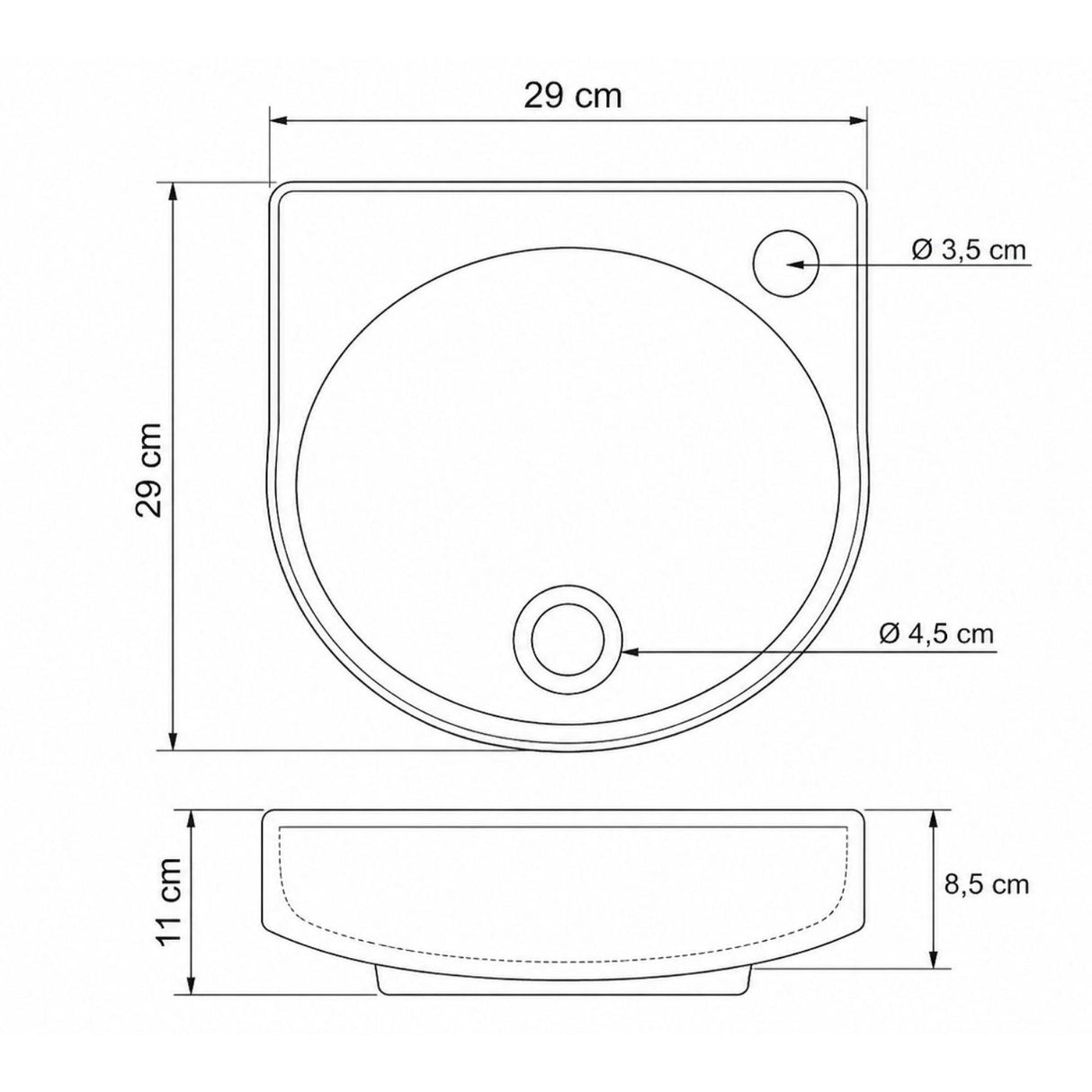 Kit Lavamanos Colgar Blanco 29x29 cm + Llave Cromada Palanca + Desagüe Push Sifón Flexible Completo Baño