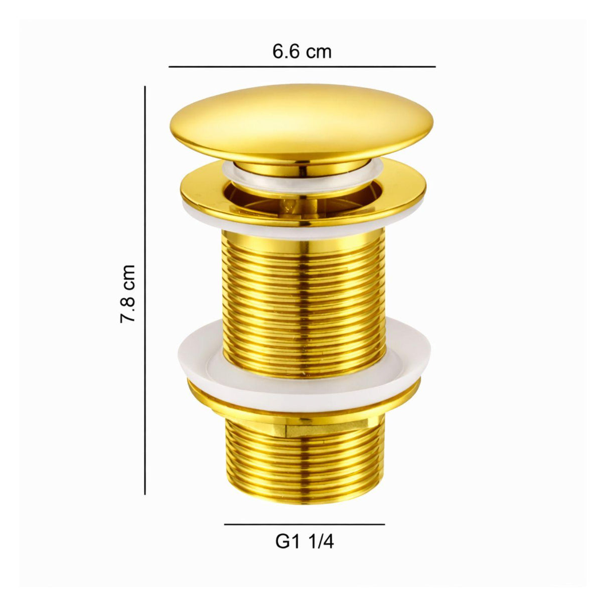Kit Lavamanos Redondo Dorado Tipo Vessel 36.5 cm + Grifería Alta Cascada Oro + Desagüe Push Premium para Baño Moderno