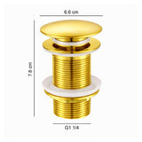 Kit Lavamanos Redondo Dorado Tipo Vessel 36.5 cm + Grifería Alta Cascada Oro + Desagüe Push Premium para Baño Moderno