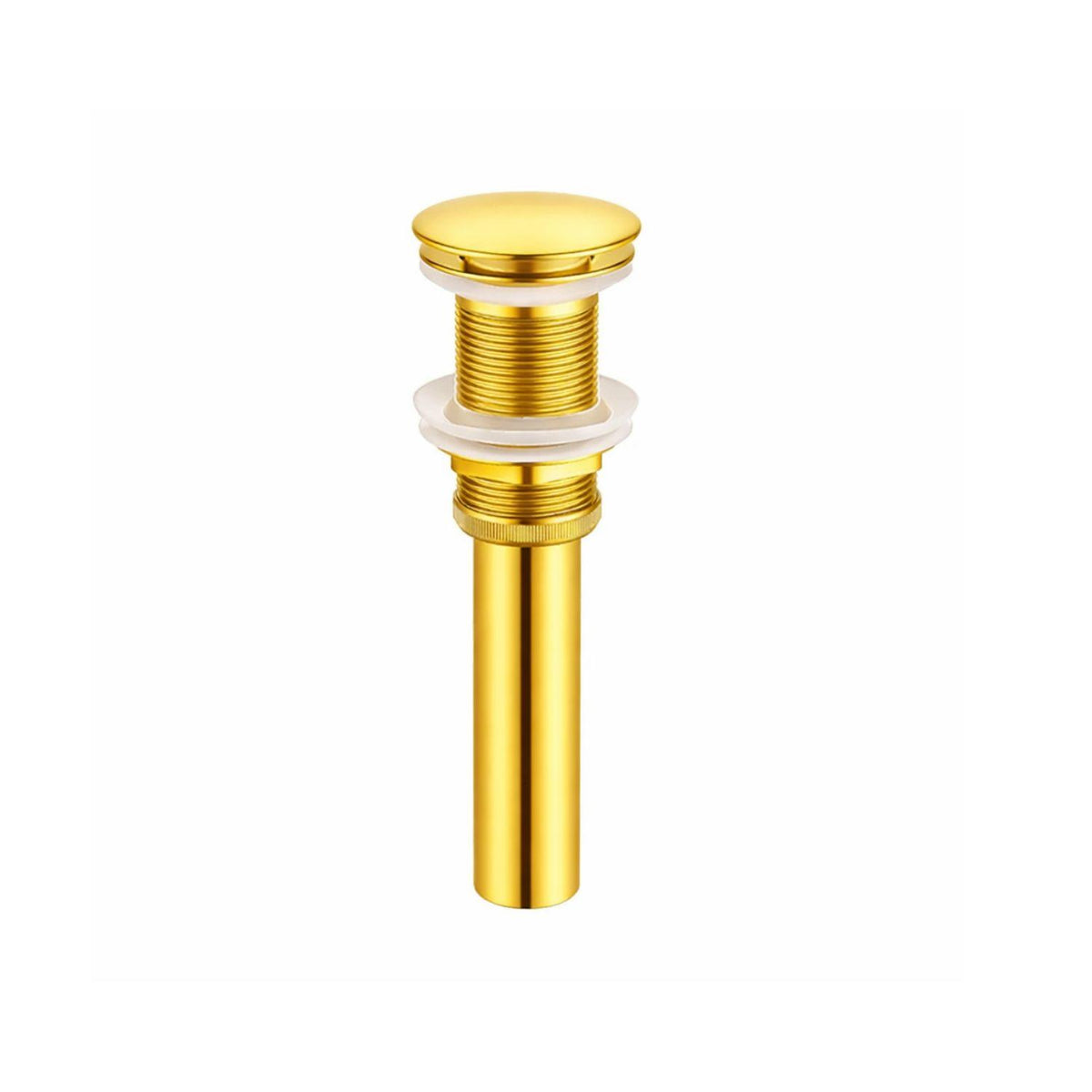 Kit Lavamanos Redondo Dorado Tipo Vessel 36.5 cm + Grifería Alta Cascada Oro + Desagüe Push Premium para Baño Moderno
