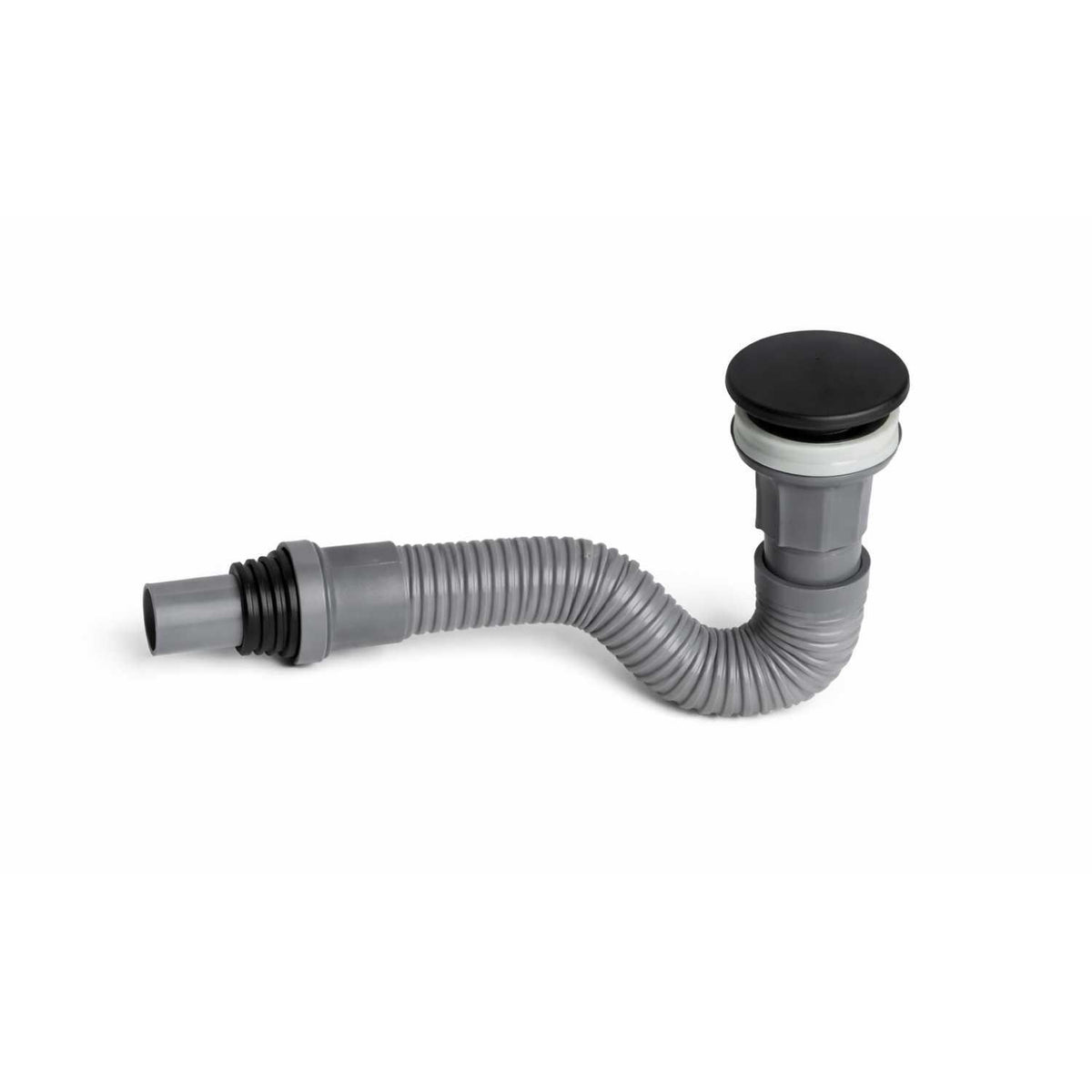 Kit Lavamanos Vessel Alpha Negro y Plateado 36x36 cm + Grifería Alta Negra Tokio + Sifón Push Integrado Premium | Combo Moderno para Baño