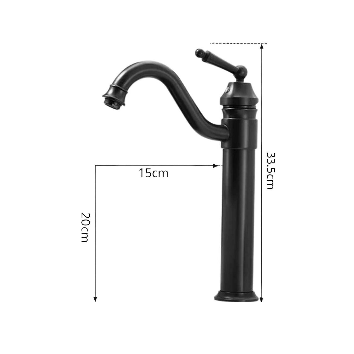 Kit Lavamanos Vessel Alpha Negro y Plateado 36x36 cm + Grifería Alta Negra Tokio + Sifón Push Integrado Premium | Combo Moderno para Baño