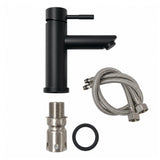 Kit Lavamanos Vessel Negro Mate 42x42 cm + Grifería Monocontrol Negra + Sifón Push Premium