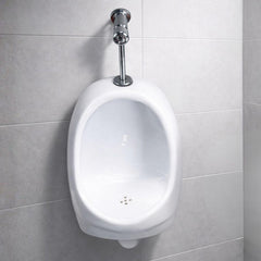 Kit Orinal Completo en Porcelana Blanco con Válvula Push Automática Metálica + Sifón y Adaptador de Instalación