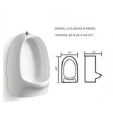 Kit Orinal Completo en Porcelana Blanco con Válvula Push Automática Metálica + Sifón y Adaptador de Instalación