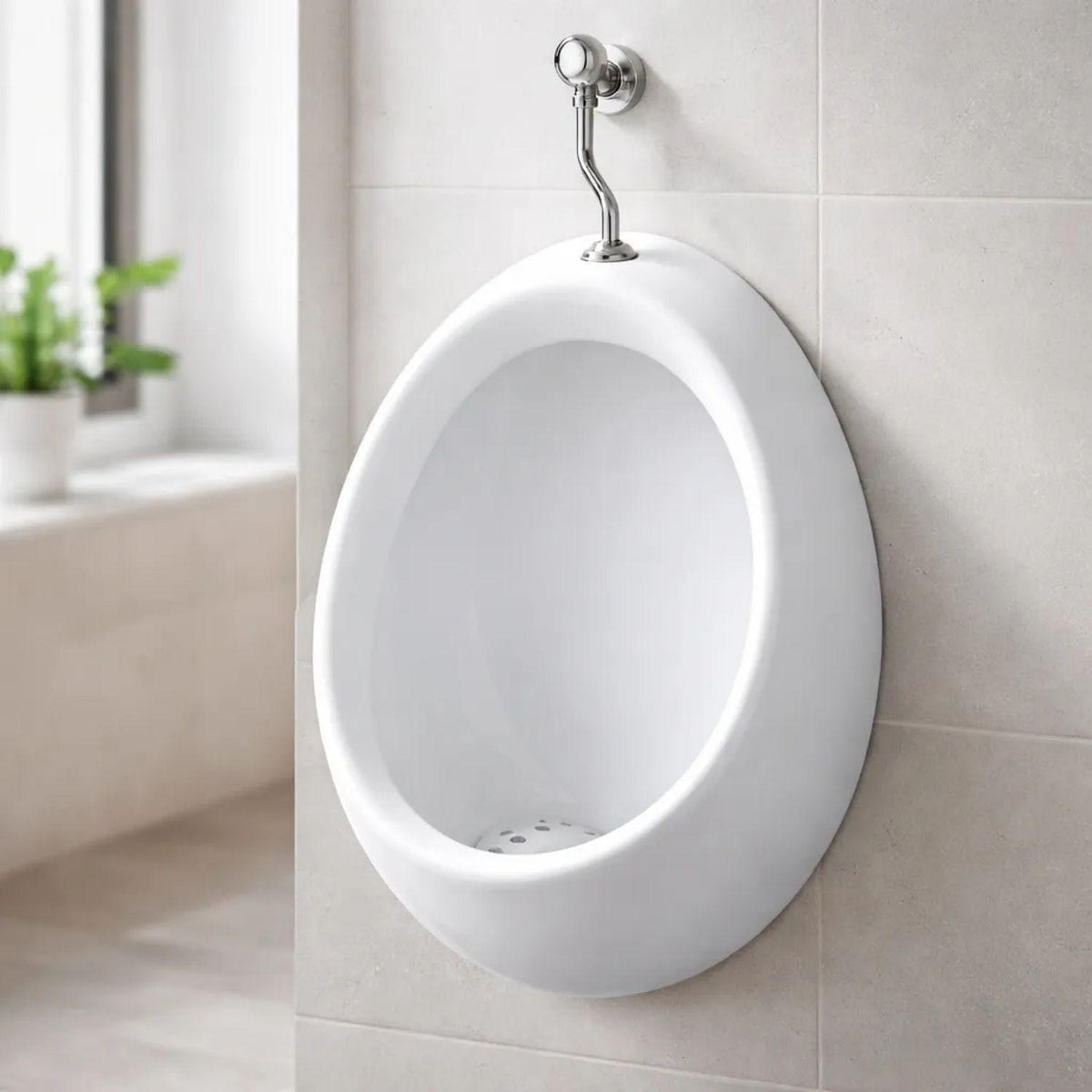 Kit Orinal en Porcelana 30x32x46 cm + Grifería Push Metálica Automática con Adaptador – Sistema Completo para Baño Institucional