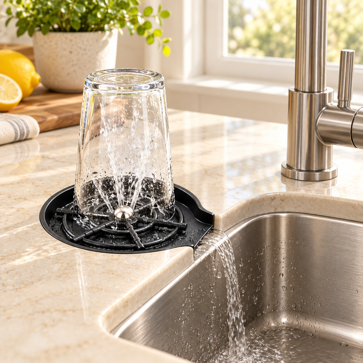 Lava Vasos Negro Con Acople De 50 Cm - ambientación principal