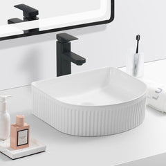 Lavamanos Praga White 40x35x13 cm Sobreponer en Porcelana Vitrificada Blanca – Diseño Moderno Tipo Vessel para Baño