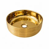 Lavamanos Redondo Dorado Tipo Vessel 36.5 cm | Lavabo Sobreponer Baño Moderno de Lujo