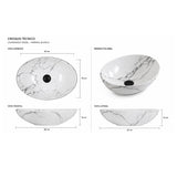 Lavamanos Sobreponer Carrara Mate 40x33x13 cm en Cerámica Tipo Vessel – Diseño Mármol para Baño Moderno