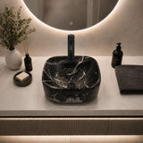 Lavamanos Vessel Cuadrado Negro Mate 42x42 cm Sobreponer Cerámica Premium