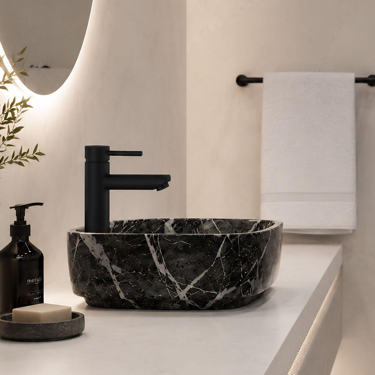 Lavamanos Vessel Cuadrado Negro Mate 42x42 cm Sobreponer Cerámica Premium