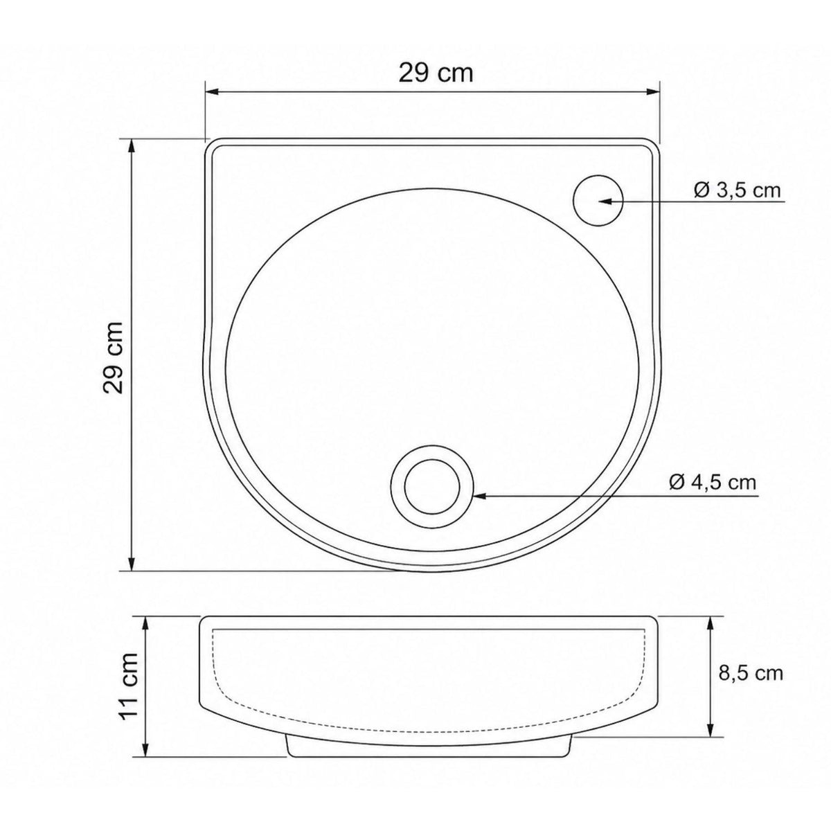 Lavamanos de Colgar Cerámico Blanco 29x29 cm | Lavamanos Compacto Baño Pamo Colombia