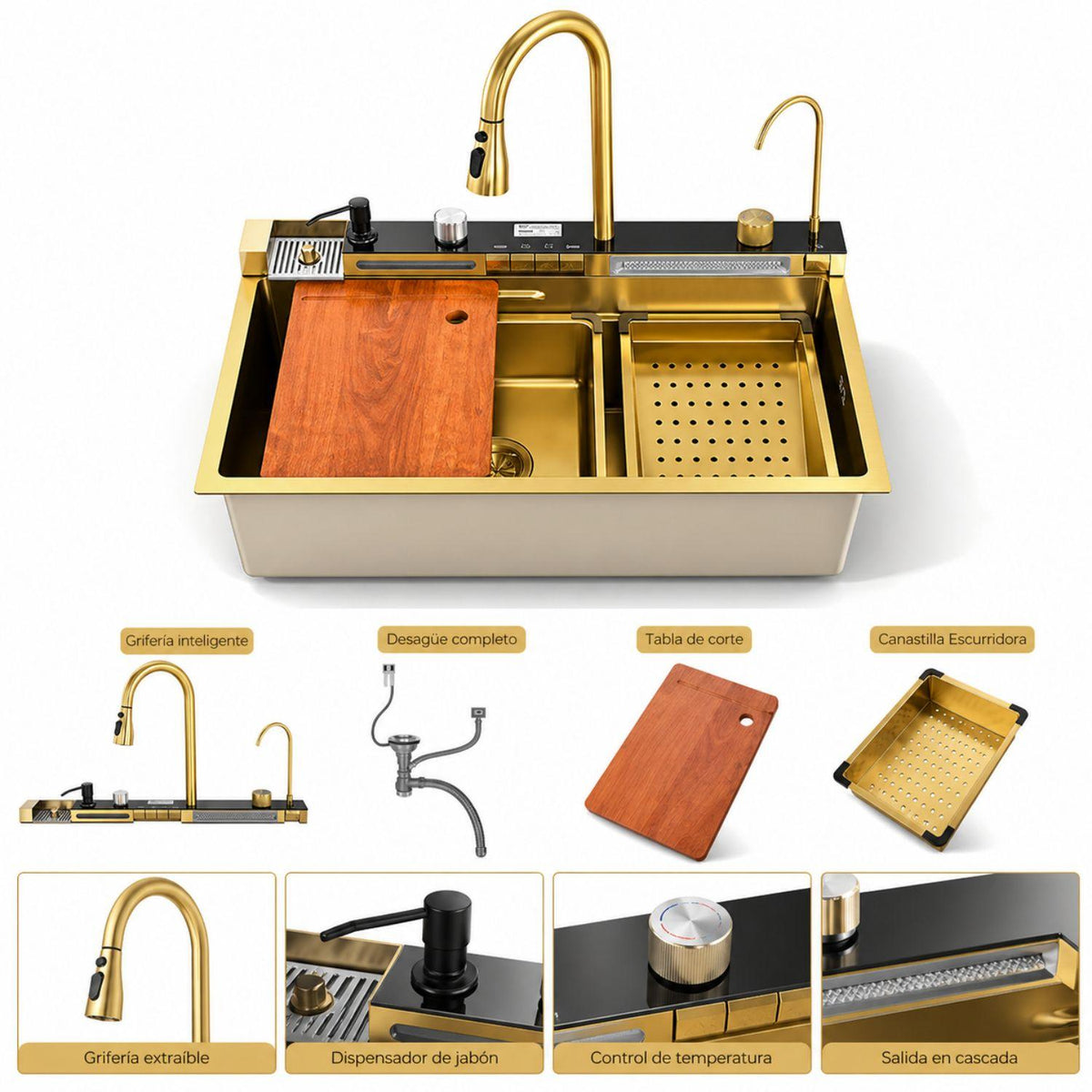 Lavaplatos Inteligente Full Oro 75 x 46 x 21 cm con Lava Vasos