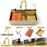 Lavaplatos Inteligente Full Oro 75x46x21 cm con Grifería Multifunción y Lava Vasos Premium