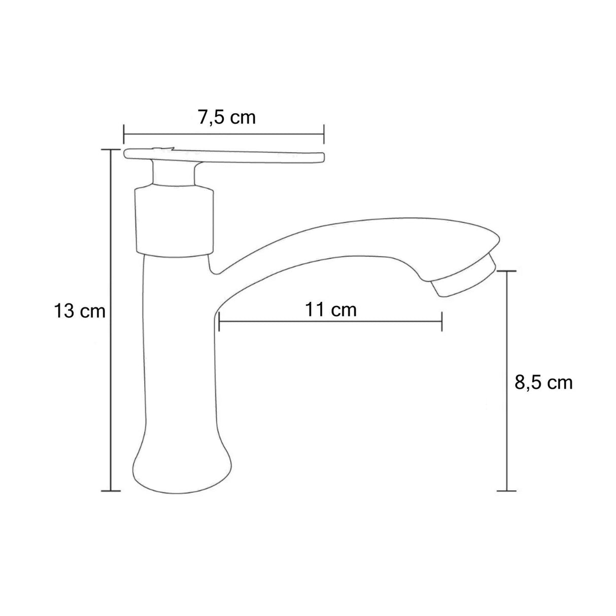 Llave Lavamanos Baja Cromada Agua Fría con Palanca | Grifo Compacto Baño Pamo Colombia