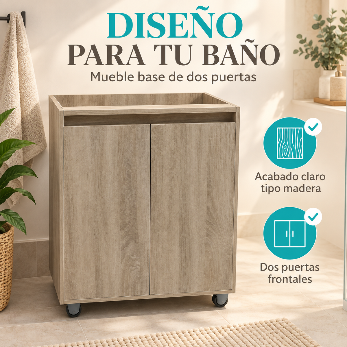 Mueble base de dos puertas 60 × 47 cm - detalle