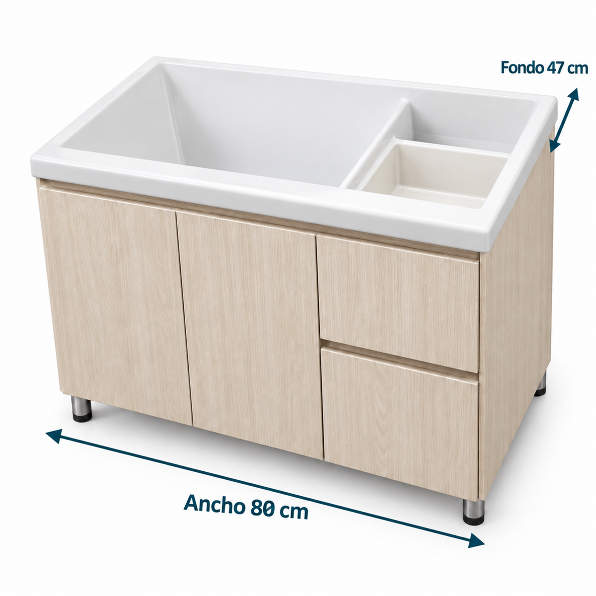 Mueble Con Lavadero Y Cajones 80 X 47 Cm: medidas