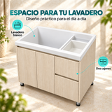 Mueble Con Lavadero Y Cajones 90 X 47 Cm: características
