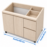 Medidas del mueble solo: ancho 60 cm y fondo 40 cm