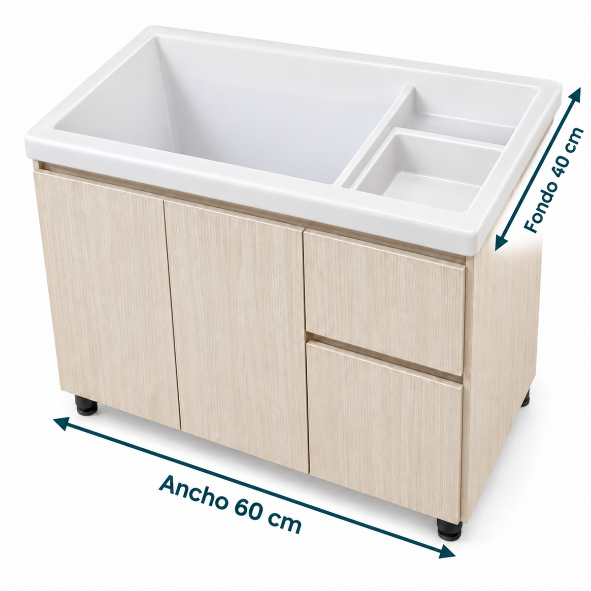 Mueble Con Lavadero Y Cajones 60 X 40 Cm: medidas
