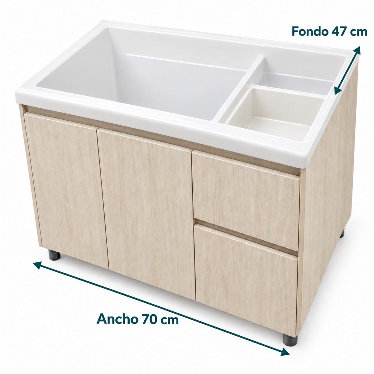 Mueble Con Lavadero Y Cajones 70 X 47 Cm: medidas