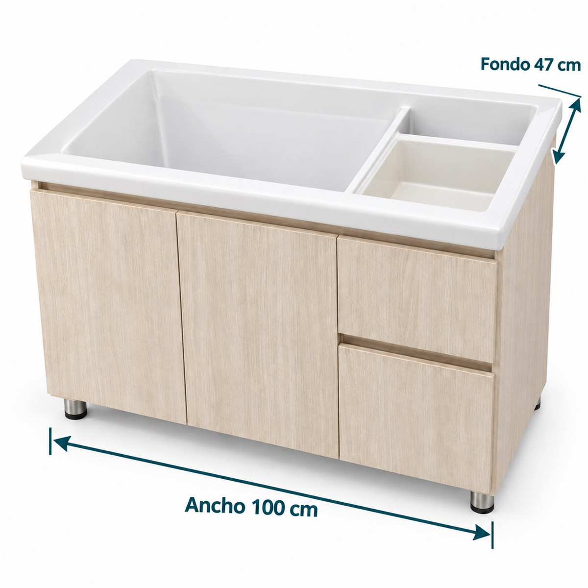 Mueble Con Lavadero Y Cajones 100 X 47 Cm: medidas