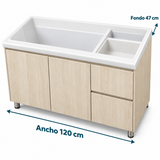 Mueble Con Lavadero Y Cajones 120 X 47 Cm: medidas