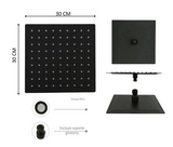 Combo Baño Negro 3 Piezas con Regadera Cuadrada 30 cm, Tubo Tipo L 40 cm y Rejilla Antiolores 10 x 10 cm