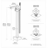 Grifería Bañera de Poste Negra con Ducha Manual | Monocontrol Piso Niagara