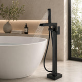Grifería Bañera de Poste Negra con Ducha Manual | Monocontrol Piso Niagara