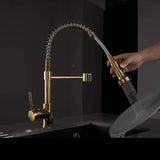Grifería Monocontrol Lavaplatos Flexible Oro Tipo Chef Extraíble Premium