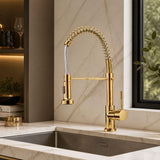 Grifería Monocontrol Lavaplatos Flexible Oro Tipo Chef Extraíble Premium