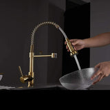 Grifería Monocontrol Lavaplatos Flexible Oro Tipo Chef Extraíble Premium