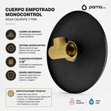 Griferia Ducha Monocontrol Redonda Negra Mate | Registro de Palanca Moderno para Baño Premium
