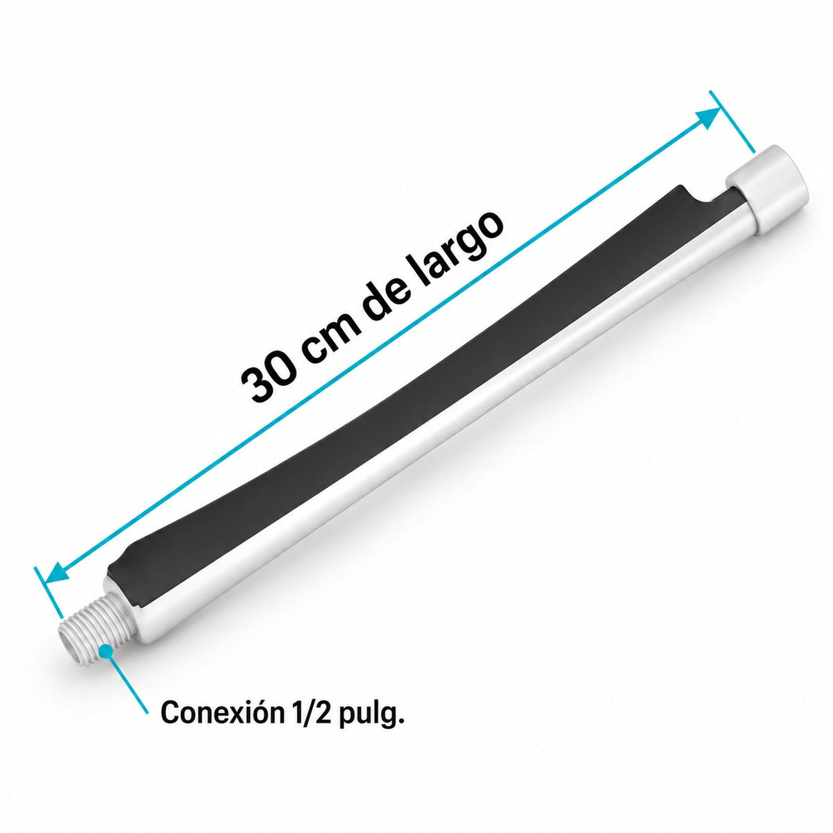Niple Blanco Y Negro Para Ducha 30 Cm — medidas: 30 cm y conexión de 1/2 pulgada