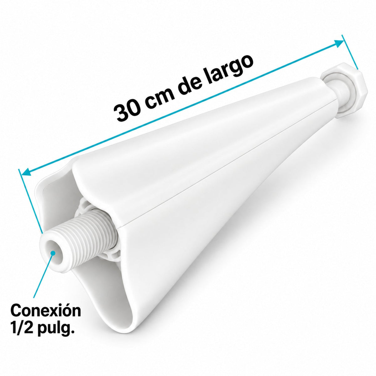 Niple Forte Blanco Para Ducha 30 Cm — medidas: 30 cm y conexión de 1/2 pulgada