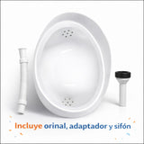 Orinal en Porcelana Blanco de Pared con Sifón y Adaptador | Urinario Cerámico Pamo Colombia