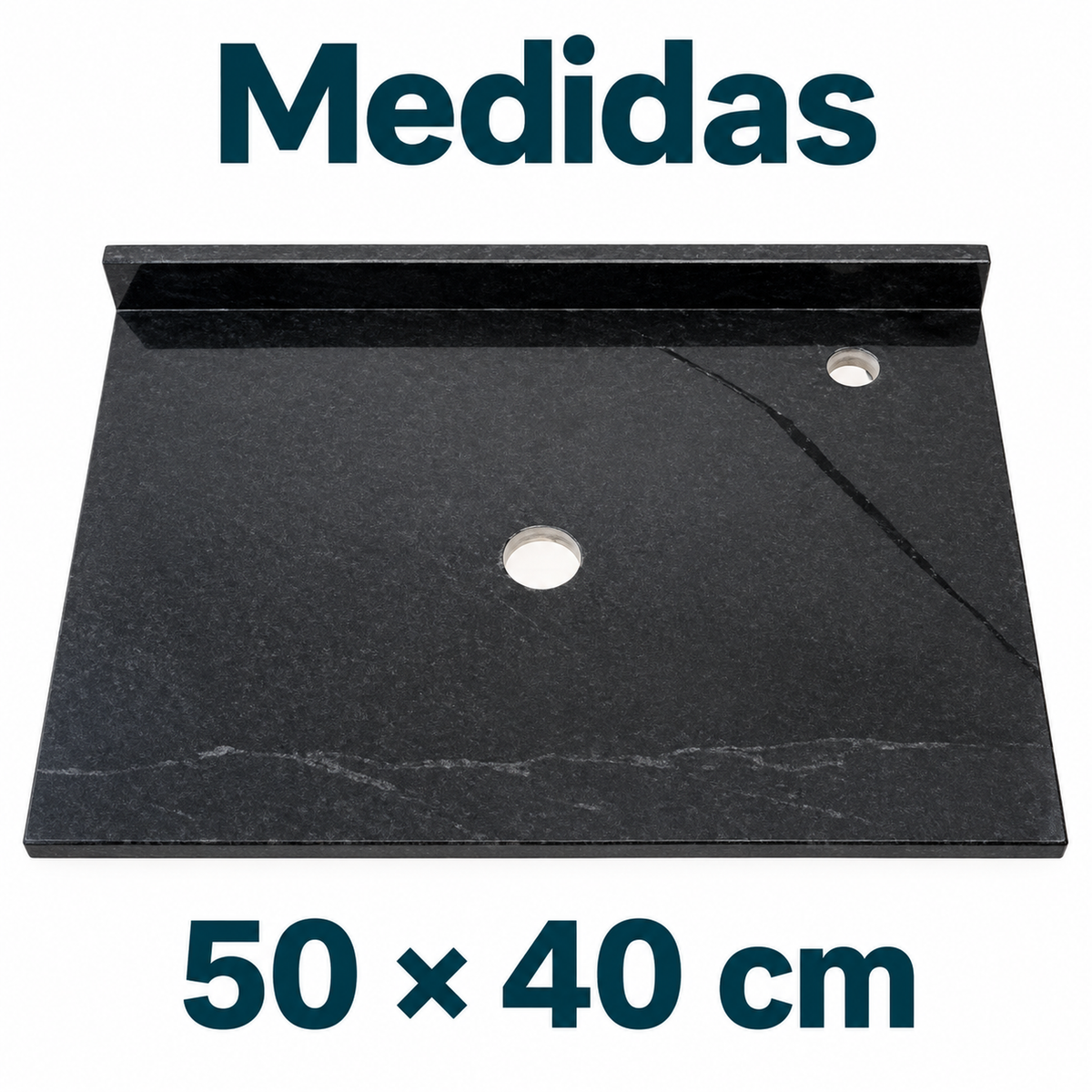 Placa De Mármol Negra Para Lavamanos 50 X 40 Cm - medidas