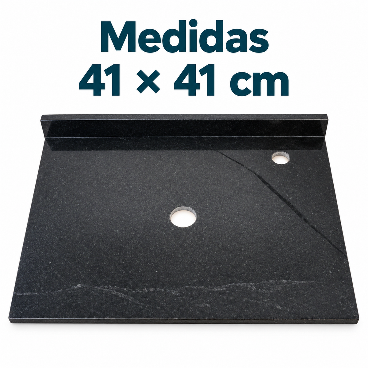 Placa De Mármol Negra Para Lavamanos 41 X 41 Cm - medidas